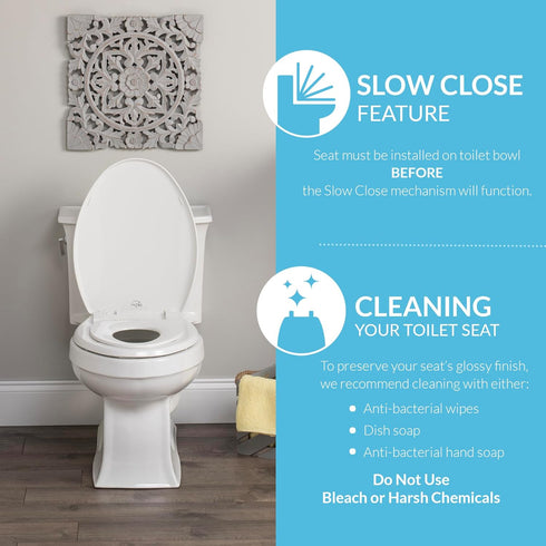 Round Toilet Seat with Built-In Potty Training Seat - Durable White Design