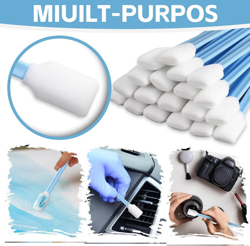 Multi-Purpose Foam Tip Cleaning Swabs, 100PCS Detailing Lab Swab Stick for Inkjet Printer, Camera, Optics Lens