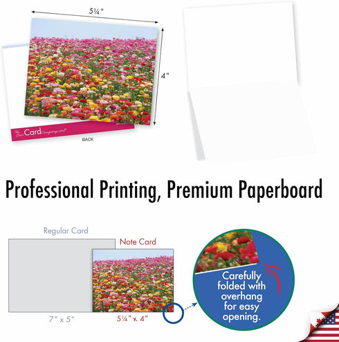 The Best Card Company - 20 Landscape Nature Note Cards Blank (4 x 5.12 Inch) - Super Blooms AM7175OCB-B2x10