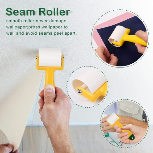 WRAPXPERT Wallpaper Smoothing Tools Kit with Squeegee, Seam Roller, and Brush for Wallpaper Hanging