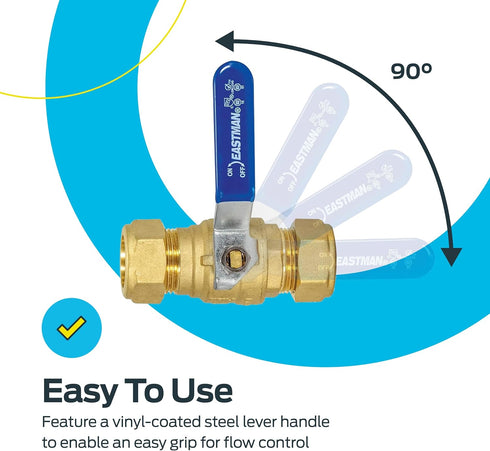Eastman 3/4 Inch Compression Full Port Ball Valve, Brass Plumbing Fitting, 20097LF