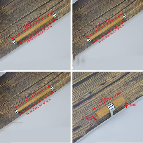 IBOWZ 2pcs Kitchen Cupboard Handle Solid Wood Drawer Handles Zinc Alloy Base Cupboard Knobs Modern Simplicity Pulls