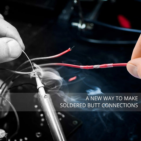 Wirefy 150 PCS Solder Seal Wire Connectors, Heat Shrink Solder Butt Connectors, Waterproof Solder Sleeves, Red 22-18 AWG