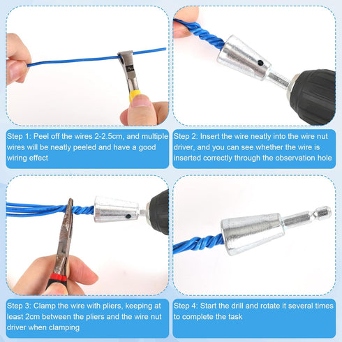 2 Pcs Wire Twisting Tools - 6mm Hex Shank 2-6 Way Wire Stripping Tool for Drill, Cable Nut Stripper