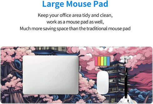 Beautiful Pink Clouds Art Gaming Mouse Pad XL, Large Non-Slip Rubber Mousepad, Long Extended 31.5'' X 11.8''