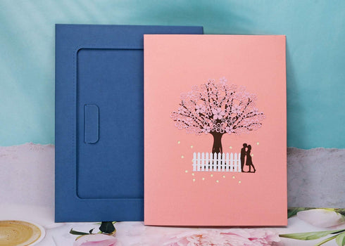 PENTA ANGEL Handmade Cherry Blossom 3D Pop Up Card for Romantic Love Letter, Wedding, Birthday Gift