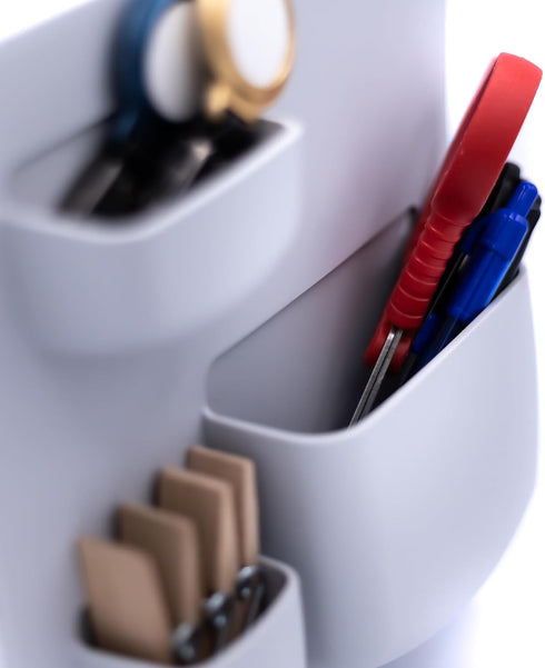Modern Grey Wall Desk Organizer, 2 Parts with 6 Pockets and Adhesive Holder Shelves for Home or Office Storage