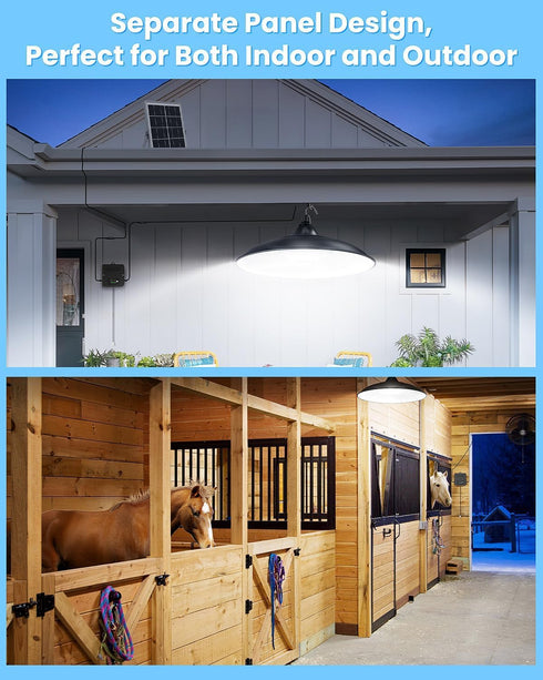 2000LM IP65 Solar Shed Light Indoor Outdoor, Solar Pendant Light Outdoor, Daytime Available with Pull String Switch