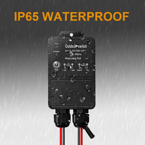 Feloako 110V/120V 100-240V 30A Door-328ft Waterproof Remote Control Switch, AC Relay Wireless Remote Switch Kit