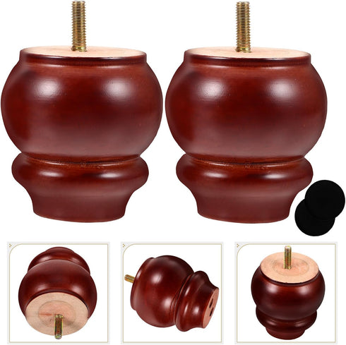 2pcs 8cm Homoyoyo Small Solid Wood Furniture Legs with Screw Thread, Wooden Sofa and Cabinet Feet Replacement