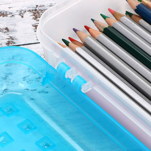 BTSKY 6 Pack Multipurpose Utility Box, Large Capacity Pencil Box with Lid for Organizing Pencils and Stationery (Blue)