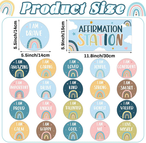 Boho Affirmation Station Bulletin Board Set Rainbow Positive Bulletin Board for Classroom Decorations Motivational