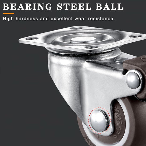 1.25 inch Swivel Caster Wheels Bearing Plate, Rolling Casters for Furniture and Workbench Cart, Set of 4