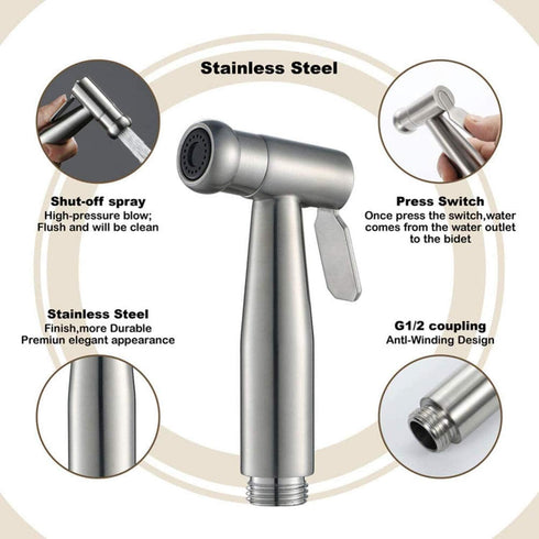 3 Pack 150 cm Handheld Sprayer, Cloth Diaper for Baby Wash Includes Metal Hose and Holder - Excluding T-Type valves