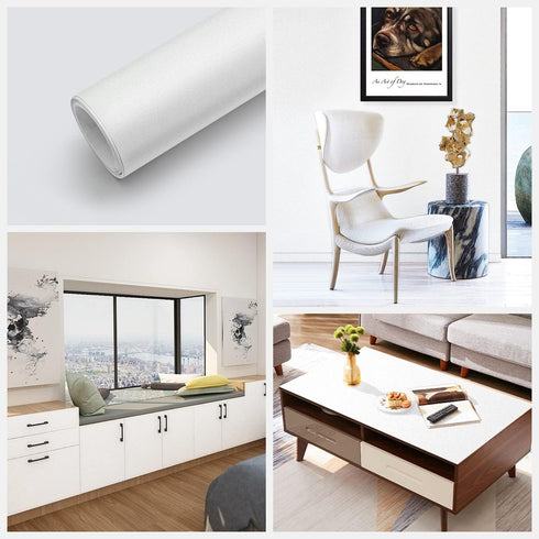Thick White Contact Paper, 16"x198" Waterproof Peel and Stick Wallpaper for Decorative Self Adhesive Vinyl Film Wrap