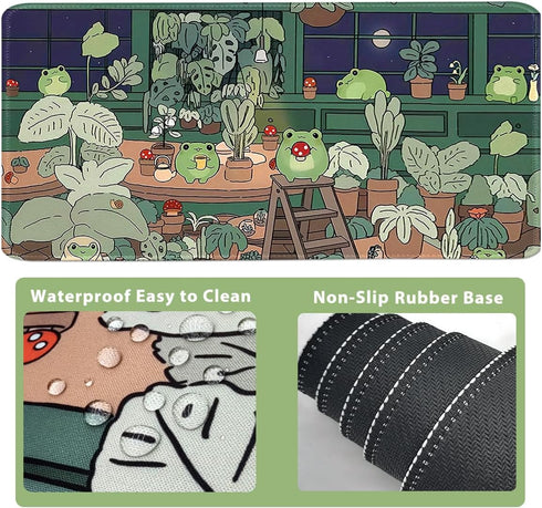 VIKIBO 4 1 Set, Set 35.4 x15.7 Cute Frog in Large Mouse Pad Kawaii Extended Mouse Pad Desk Pad Easy Typing for Typing