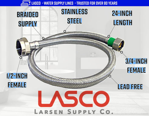 LASCO 10-0901 Old Style Leg Bathtub Supply Line, 1/2-Inch Female Iron Pipe, 25-Pack