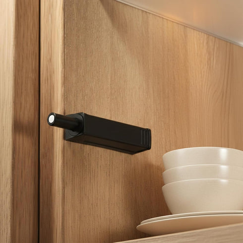 KH866 Black Push-to-Open Style Touch Latch Screw-Mount for Self-Closing Hinges, Cabinet Doors, Soft Close Magnetic