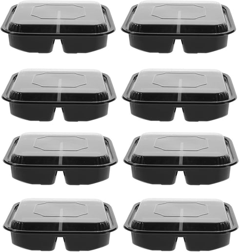 Toyvian 10pcs Black Square 4-compartment Fruit Storage Boxes 550g Disposable Food Storage