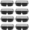 Toyvian 10pcs Black Square 4-compartment Fruit Storage Boxes 550g Disposable Food Storage