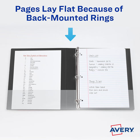 Avery Durable Clear View 3 Ring Binders, 1.5 Inch Slant Rings, Black, 2-Pack (19300)