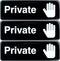Excello Global Products Private Sign for Doors, Easy to Mount Informative Plastic Sign with Symbols, Pack of 3 (Black)