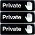 Excello Global Products Private Sign for Doors, Easy to Mount Informative Plastic Sign with Symbols, Pack of 3 (Black)