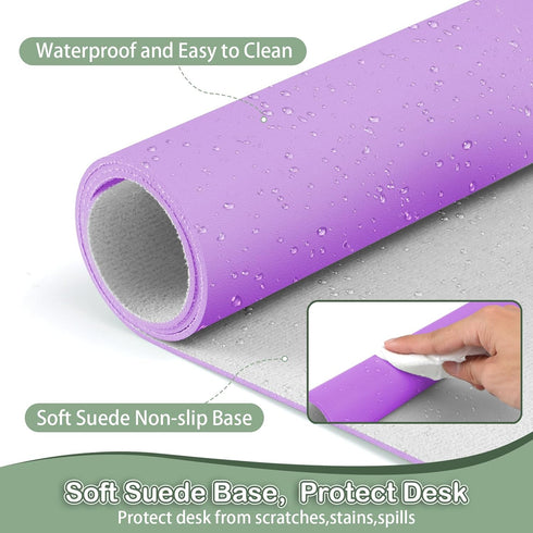 Boutilon (S-Purple,24"x 14") Leather Desk Pad Protector,Non-Slip Mouse Pad,Laptop Desk Pad,Office Mouse Mat,Waterproof