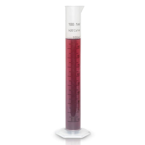Brewing America 100ml Plastic Graduated Cylinder Beaker - 100ml Science Measuring Test Tube Flask with Pour Spout