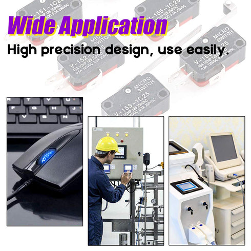 Micro Limit Switch Assortment Kit, Swpeet 24Pcs Long Hinge Roller Momentary Cherry Push Button SPDT Snap Action Perfect