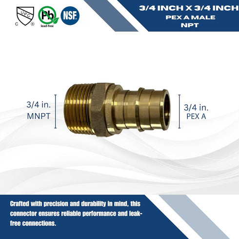 2 Pcs XFITTING Pex A 3/4 Inch x 3/4 Inch Male NPT
