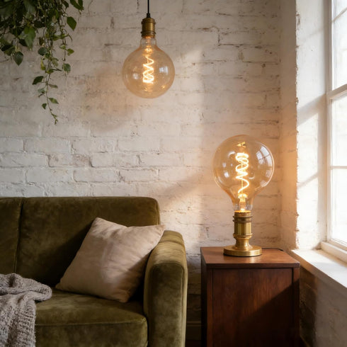 G125/G40 Large Vintage Oversized LED Edison Bulb Amber Glass 2200K Warm White