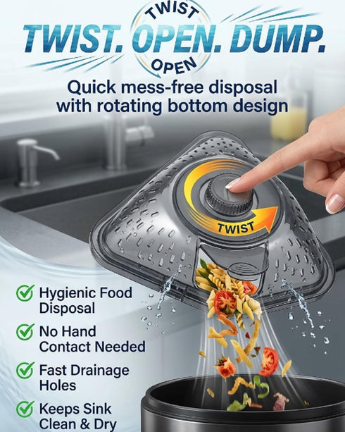 (1PC) Corner Strainer for Kitchen Sink, Magnetic Triangle Sink Strainer Drying Rack, Drain Basket with Twist-Open