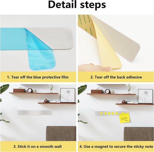 DUJEQM 3Pcs 10 Magnetic Board for Wall - Stainless Iron Magnetic Strips with Adhesive Backing, Magnet Board Bulletin