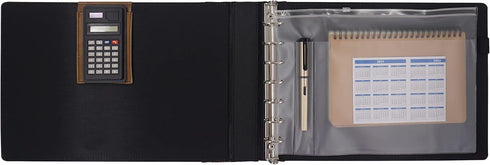 Office Werks Executive Check Binder 9 X 13 Inch, 7 Ring with Zip Pouch, 600 Checks Capacity, Brown