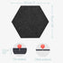 Navaris Hexagon Felt Board Tiles - Set of 6 Notice Memo Bulletin Boards with Push Pins, 5.9 x 7 inches (Dark Grey)