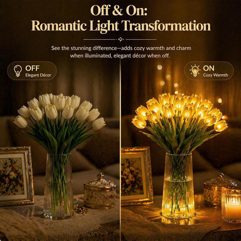 20pcs Vase,13in (10, Giltpeak LED Radiant Romantic Tulip Light with a Tulips Night Light that Never Fade, Valentine's