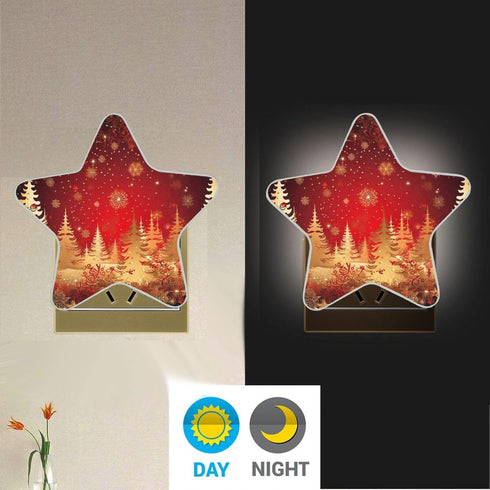 ALAZA Golden Tree Snowflake Merry Christmas Xmas Star Shaped LED Night Light Dusk to Dawn Sensor Plug in Night Home