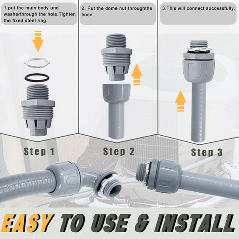 Feotech 1 Inch 5 1 1 FT Non Metallic Liquid-Tight Conduit and Connector Kit - Includes Straight and Angle Fittings