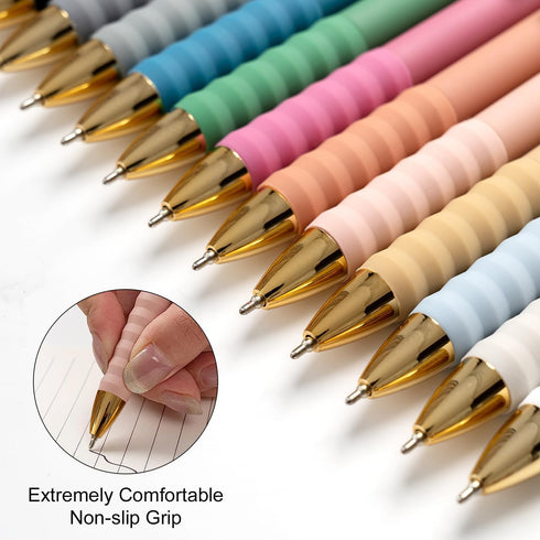 Ballpoint Pens Black Ink with Super Soft Grip Medium Point 1.0mm Office Pens (Gold 12-count)