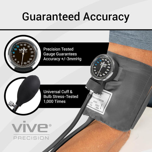 Manual Blood Pressure Cuff - Aneroid Sphygmomanometer with Case - BP Kit Monitor for Adults, Nurses - One Hand, One Tube Upper Arm Cuff Machine - BPM Meter Device for Professionals