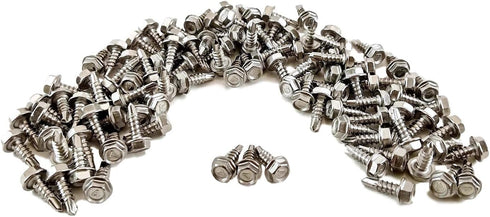 Stainless N.8 x 1/2 Inches Hex Washer Head Self-Drilling Sheet Metal Tek Screws, 100 Pieces