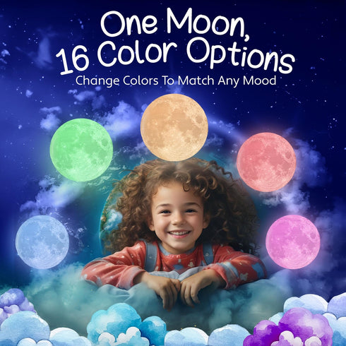 3D (5.9 inch) Mind-Glowing Moon Lamp - Moon Night Light for Kids Bedroom - Globe Nightlight with Multi Color LED
