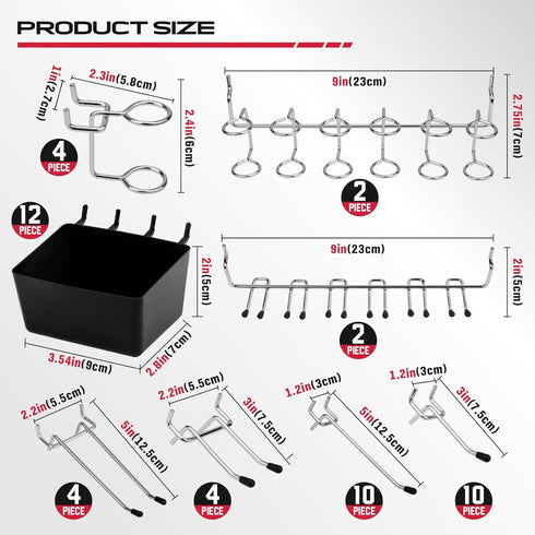 Pegboard Organizer Hooks, 300-Piece Durable Assortment for Tool Organization