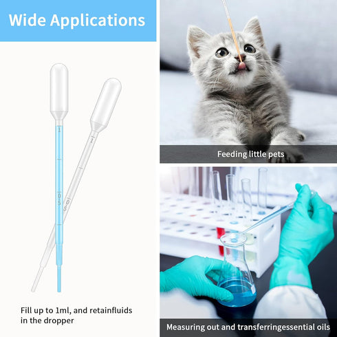KINGLAKE Plastic Transfer Pipettes, 1ml, Essential Oils Pipettes, Pack of 100