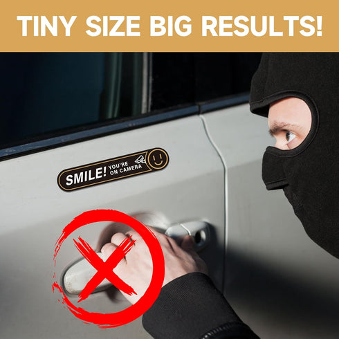 8PCS Window5" 1" Smile You're On Camera Sticker for Car, Self Adhesive Waterproof Durable Video Surveillance Sign