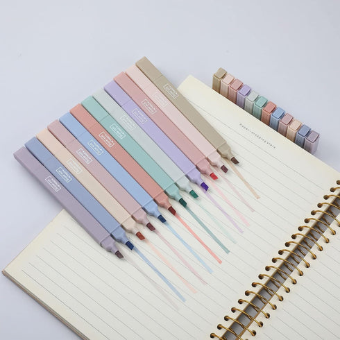 Yinder 12 Pcs Bible Highlighters - No Bleed, Pastel Colors Chisel Tip, 300 Sheets Cream Colors Transparent Sticky