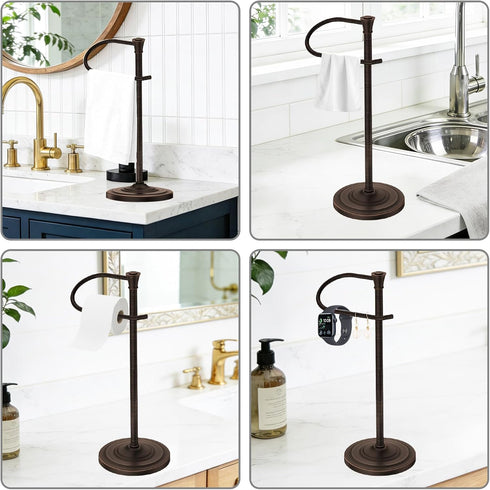 16 Inch Countertop Bronze Bath Hand Towel Holder Stand,Stainless Steel Free Standing Towel Rack,Heavy Weight Towel Bar