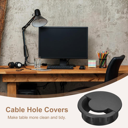 uxcell 2Pcs Cable Hole Cover, 3-5/32"(80mm) ABS Arc Desk Wire Cord Grommet for Office Computer Desk Organizer