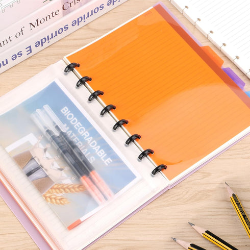 Eagle Plastic Index 5-Tab Dividers, Junior Size Discbound Tab Dividers with 1 Plastic Zipper Bag for Planners or